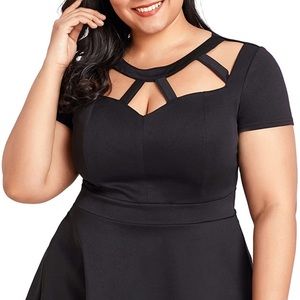 LALAGEN Women Plus Size Short Sleeve Flare Peplum Blouse Top